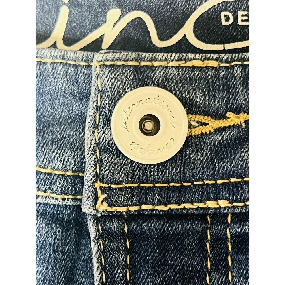 Inc Denim International Concepts Siz 2 Raw Frayed-Hem Skinny Leg Reg Fit Jeans
